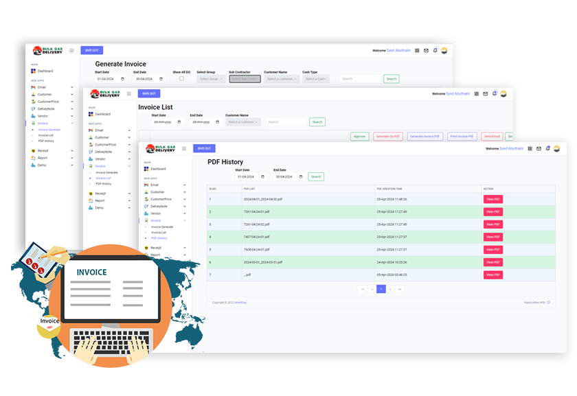 Invoice generation screenshot